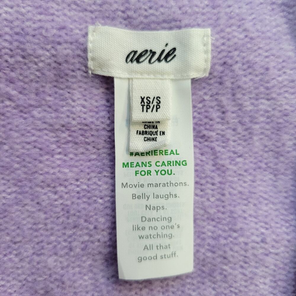 Aerie Open Front Cardigan Lavender Purple XS S
